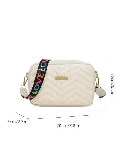 Embroidered Camera Bag PU Material Casual Small Square Bag Versatile Single Shoulder Bag Printed Shoulder Strap