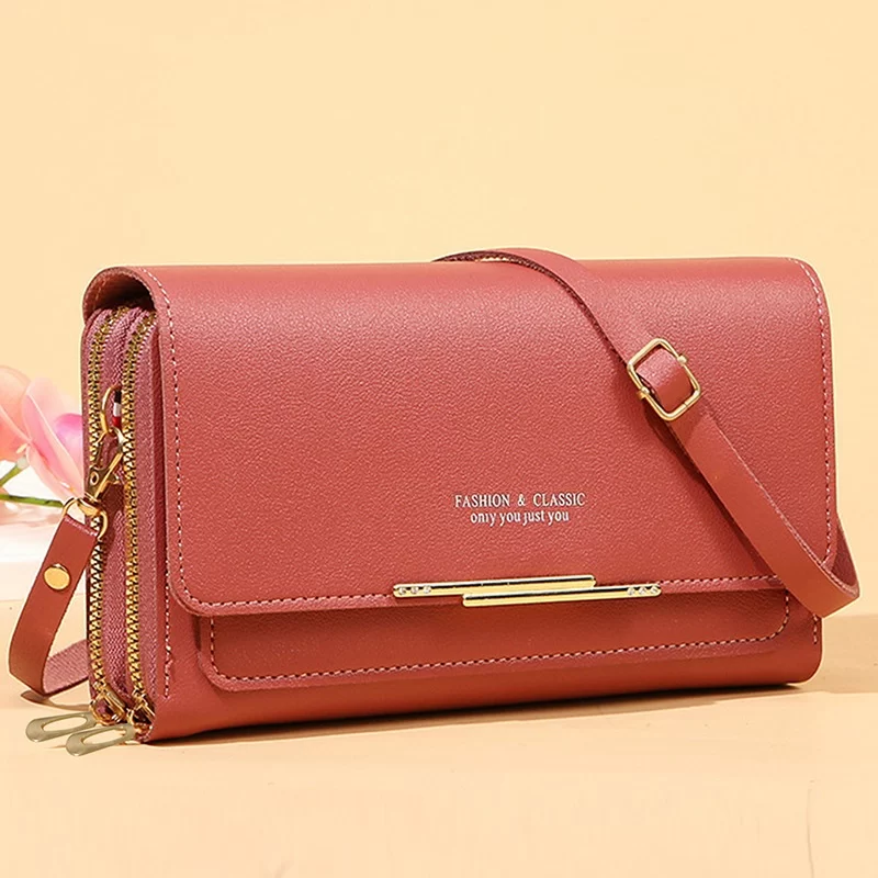 Women Long Wallet Korean Version Crossbody Bag Double Zipper Large Capacity Clutch Bag Shoulder Handbag Female Mobile Phone Bag_23