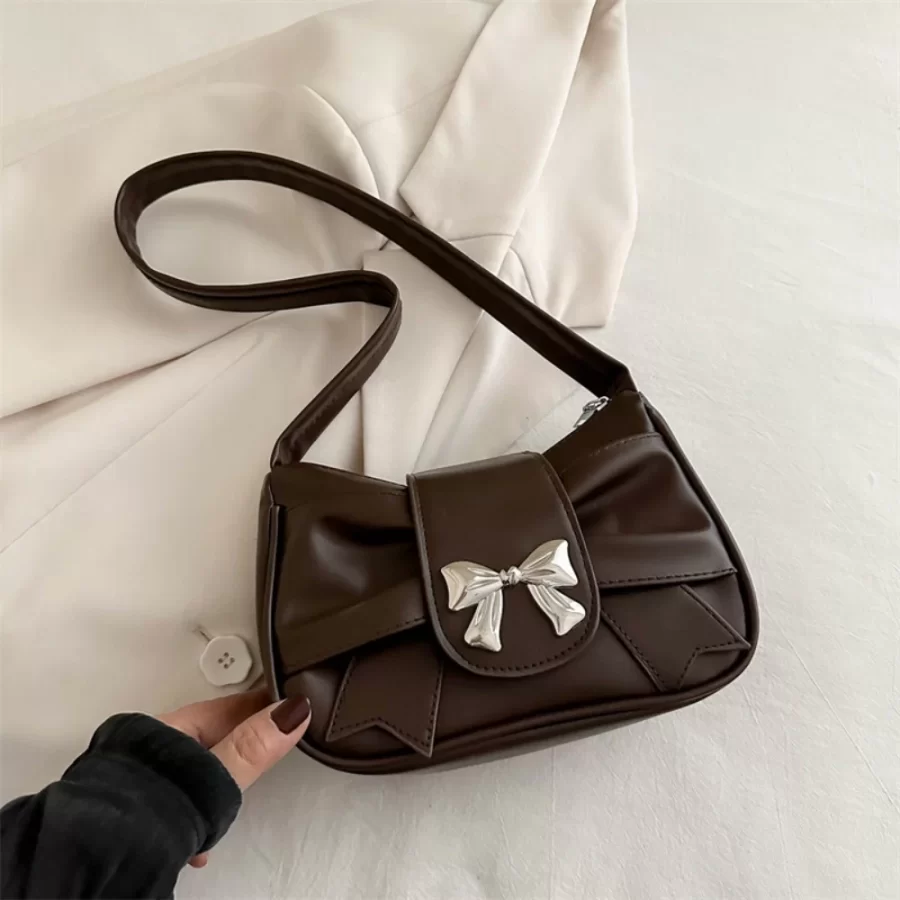 Trendy Shoulder Bag Hot Sale Casual PU Leather Totes Bag Retro Large Capacity Business Women's Bag Lady Bow Handbag Underarm Bag_11