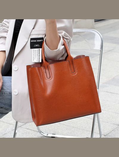 Hifashion Cowhide Genuine Leather Large Tote Handbags For Women 2024 Trend Designer Commuter Work Ladies Shouder Crossbody Bags