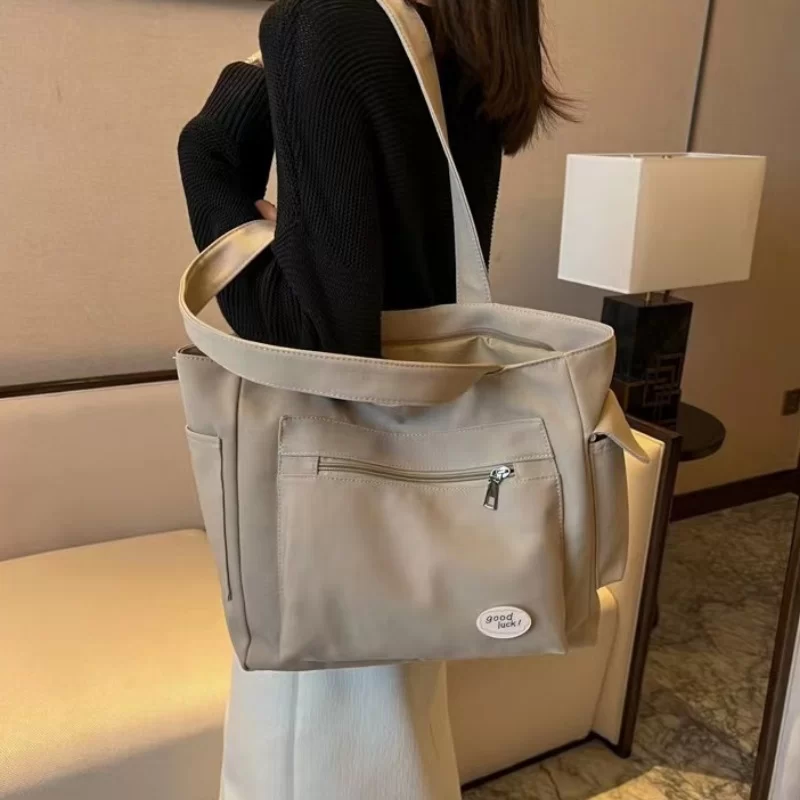 Women's Fashion Shoulder Bag Class Large Capacity Student Tote Bag 2023 New Canvas Commuter Handbag Women Bag_2