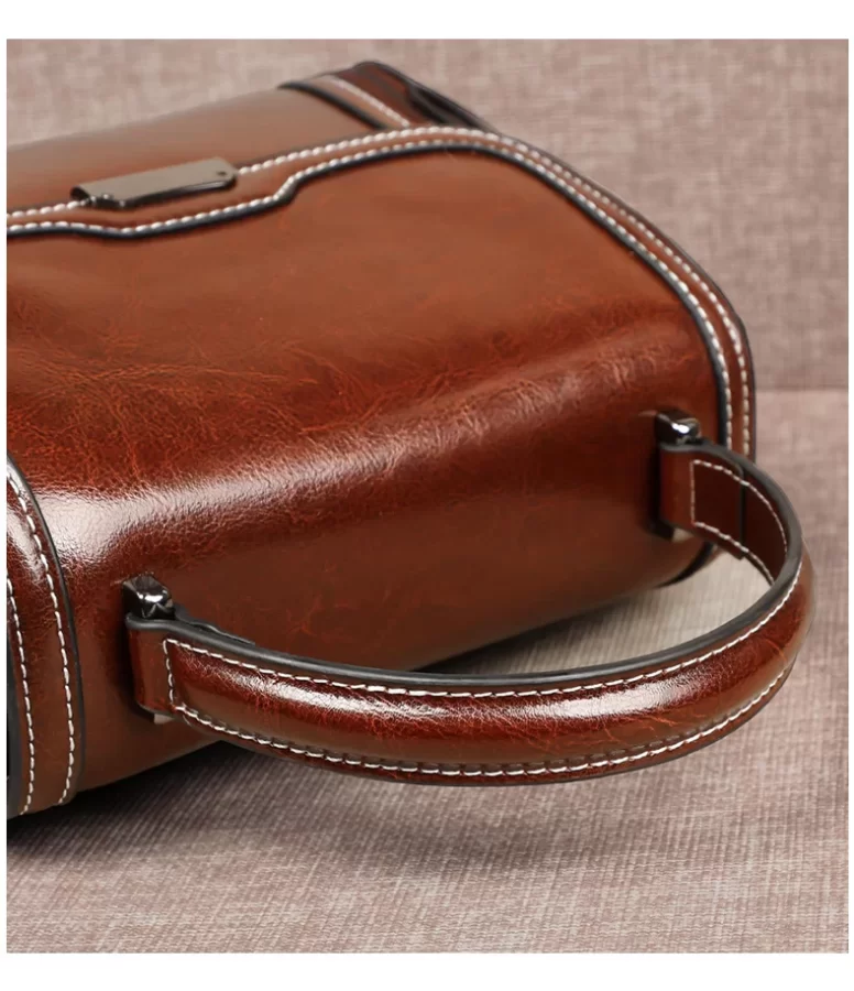 Oil Wax Cowhide Leather Women's Handbag 2024 New Crossbody Bag Lady Commuter Summer Bag Handbill Shoulder Messenger Bags_2