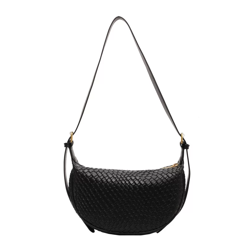 Women's Daily Shoulder Bag Weaving Simple New Moon Women's Solid Color Fashion Crossbody Bag Leisure Handbag Commuter Bag_7