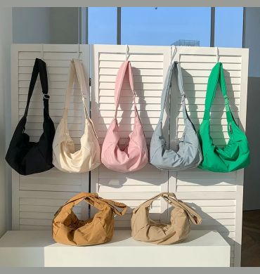 Summer New Women's Bag Large Capacity Casual Nylon Crossbody Bag Dumpling Bag High Grade Solid Color Shoulder Bag