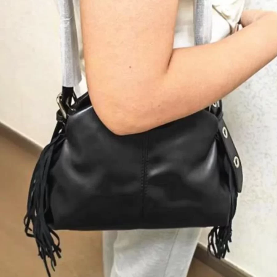 PU Leather Bucket Bag Tassel Woman Shoulder Bag Brand Messenger Bag Clutch Ladies Shoulder Bag Lady Crossbody Bag Sac A Main_3