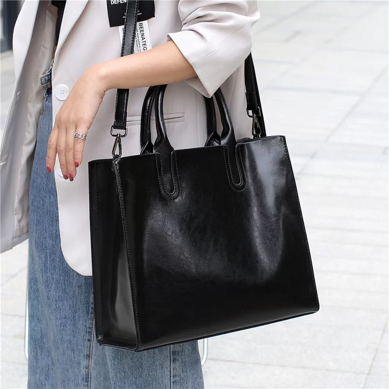 Hifashion Cowhide Genuine Leather Large Tote Handbags For Women 2024 Trend Designer Commuter Work Ladies Shouder Crossbody Bags_4