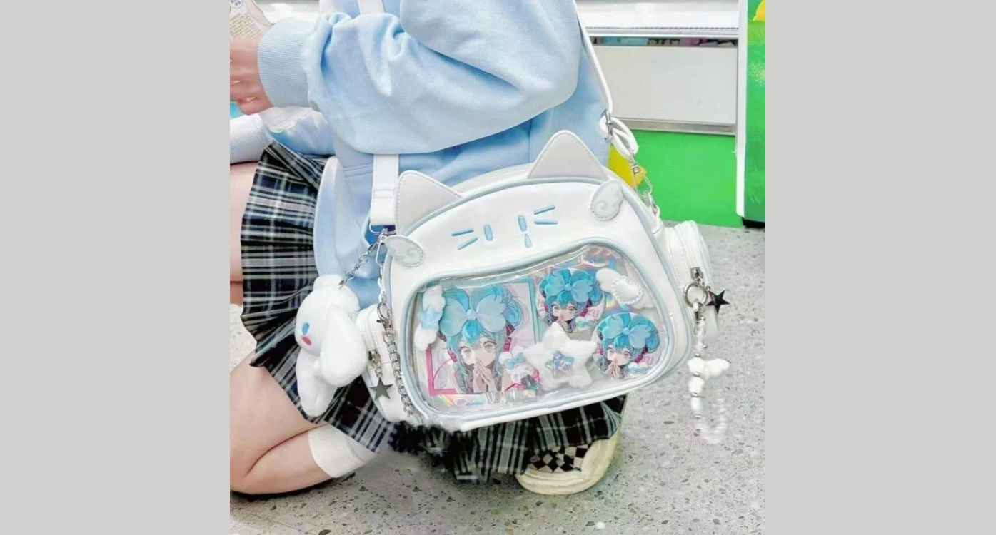 New Y2K Korean Kawaii Cat Ita Bag Cute PU Shoulder Bag Girls Transparent Pocket Harajuku Crossbody Bag Women's Fashion Backpacks