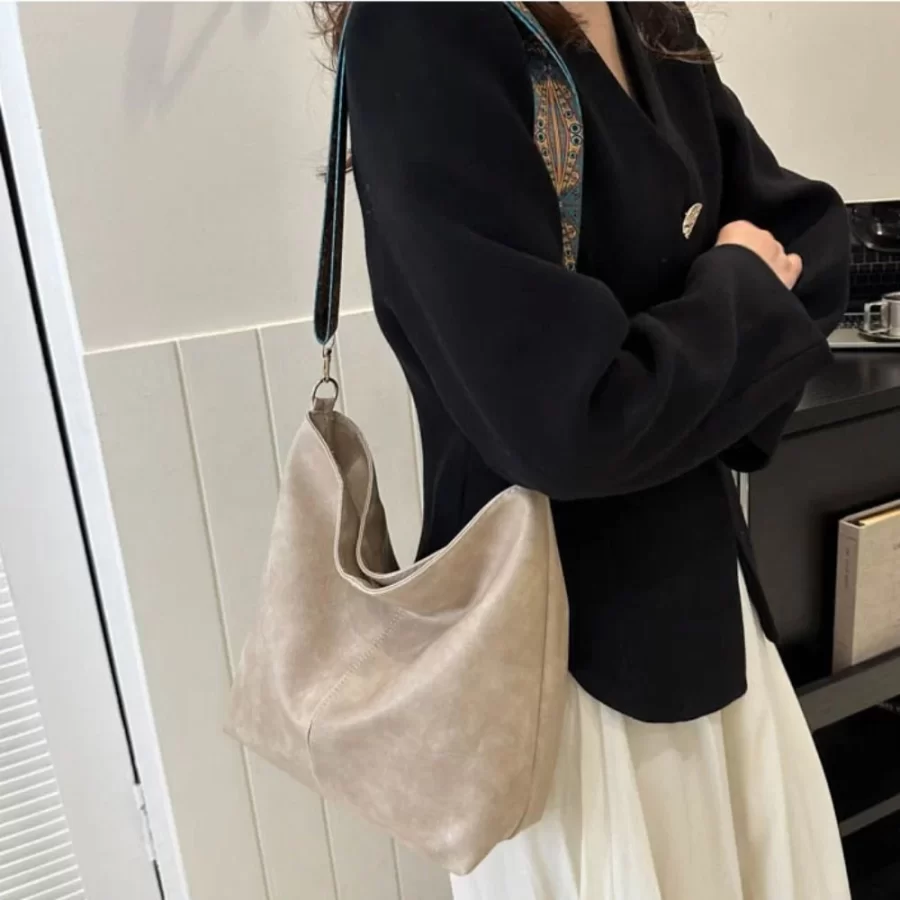 Large Capacity Bag Women's New Fashion Shoulder Bag Retro Versatile Broadband Crossbody Tote Bag Geometric Strap Hobo Bag_5