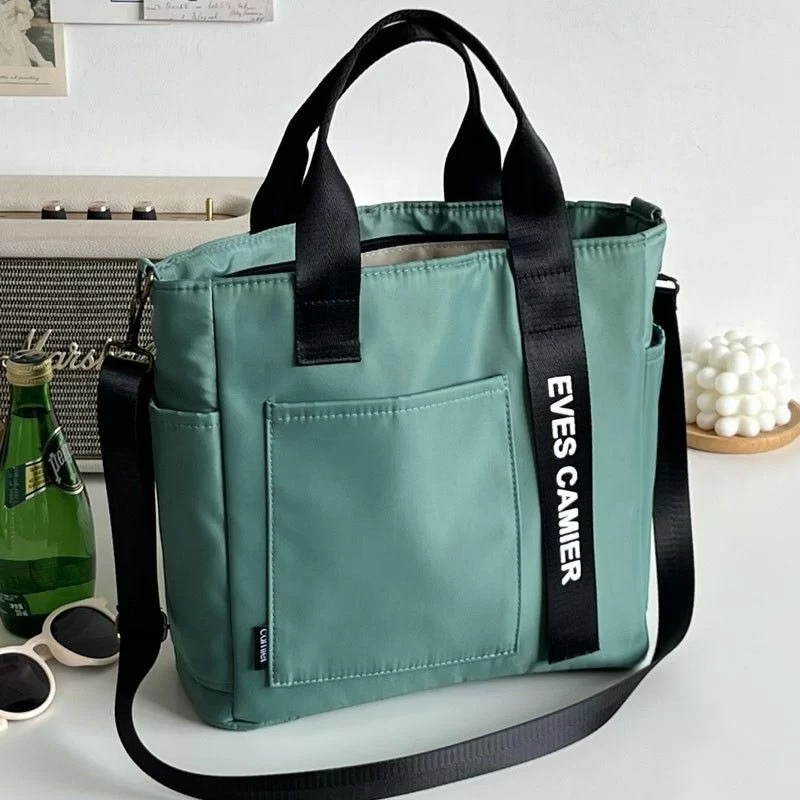 New Casual Tote Large Capacity Shoulder Bag Nylon Waterproof Canvas Handbag Simple Fashion Messenger Bags For Schoolgirl_7