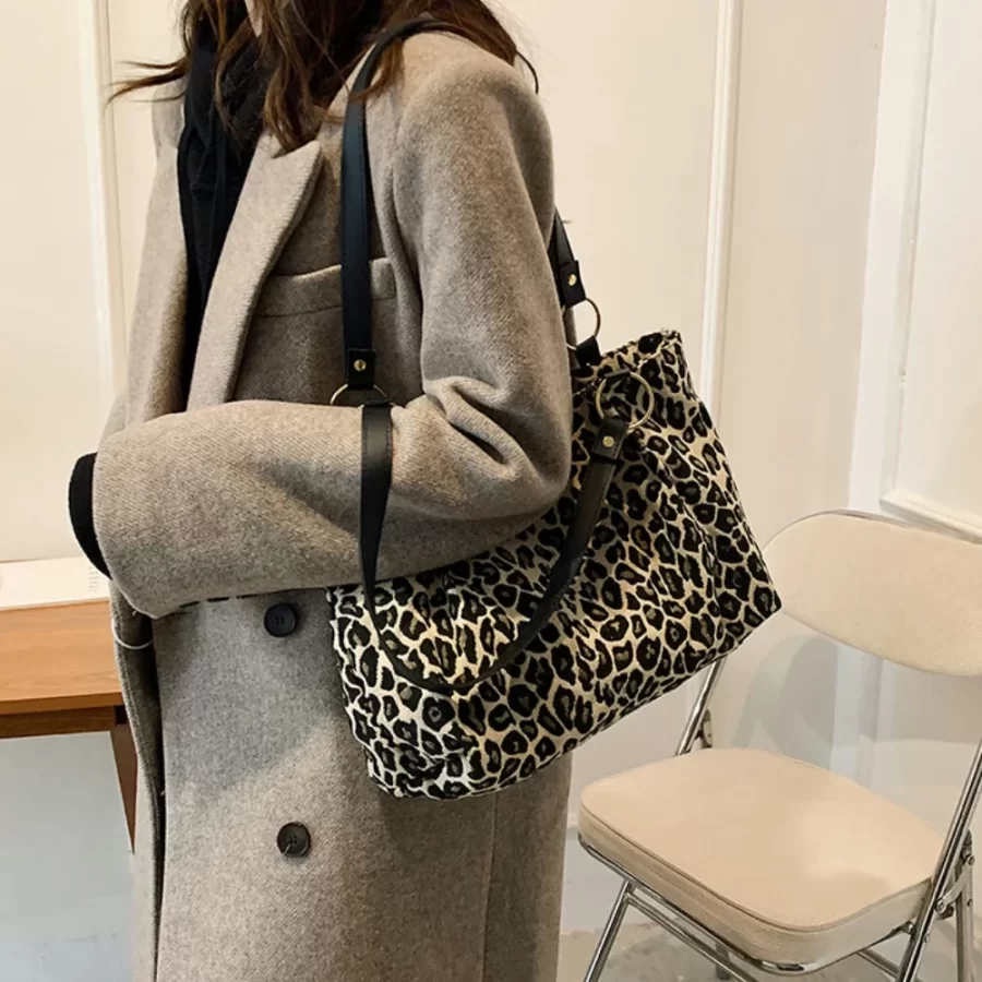 New Fashion Tote Bags Shopping and Travel  Canvas Bags New Women Popular Handbags Large Capacity Leopard Shoulder Bags Сумка_4