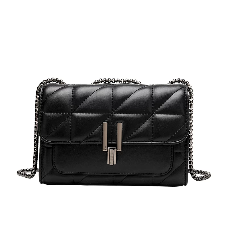 Classic Quilted Detail Square Bag, Solid Color Flap Shoulder Bag, All-Match Chain Bag_6