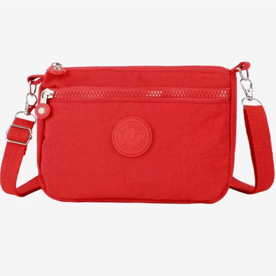 Women's large capacity shoulder bag girl small mobile phone bag simple solid color nylon bag_10