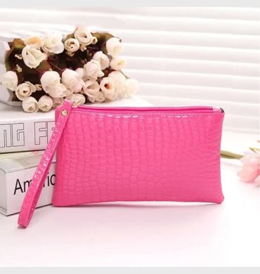 New Women Crocodile Pattern PU Long Wallet Litchi Grain Coin Purse Female Bag Wrist Bags Zipper Phone Pocket Credit Card Holder