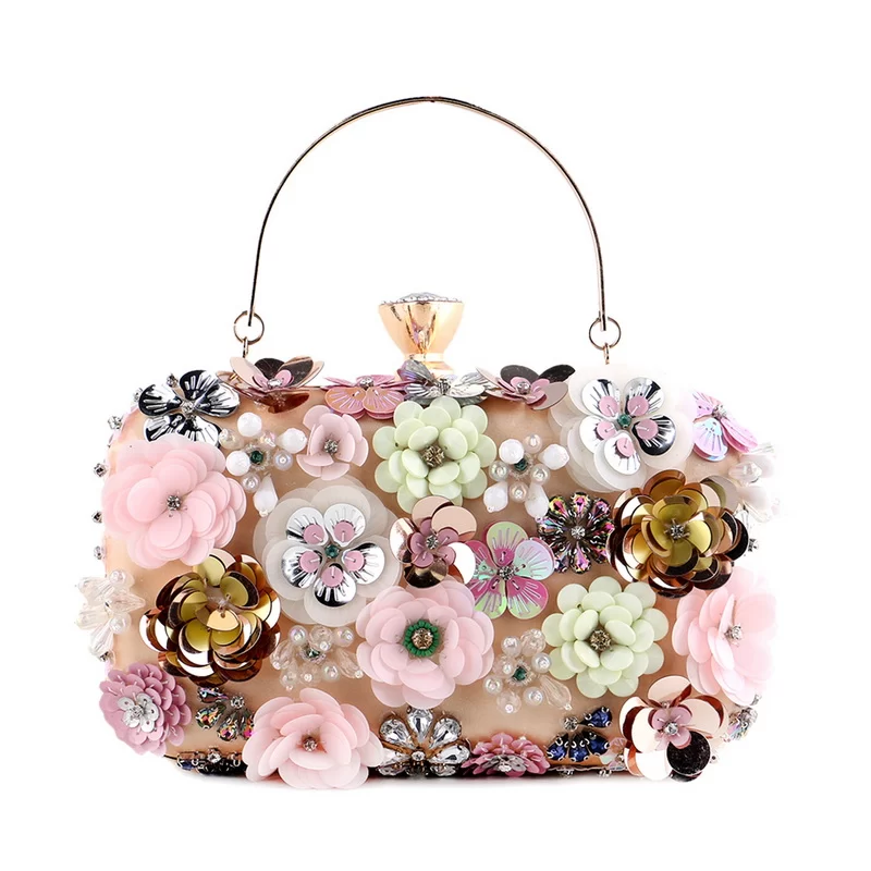 Fashion Women Bags Flower Diamonds Embroidery Small Clutch Luxury Lady Handbags Evening Bags New Arrival Chain Shoulder Purse_2