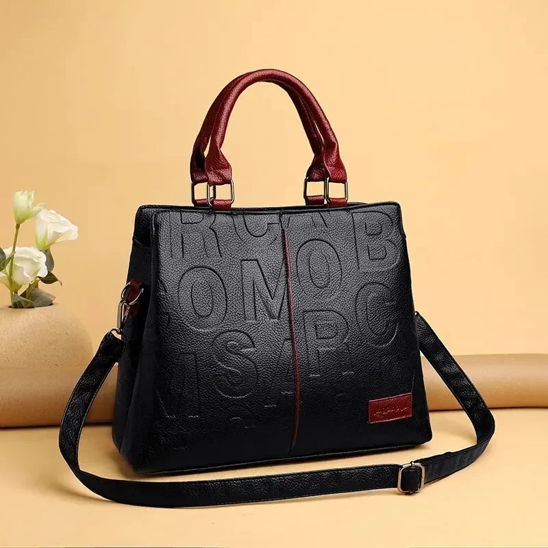 PU Leather Shoulder Casual Crossbody Bags for Women Ladies Capacity Travel Luxury Designer Large Handbag_1