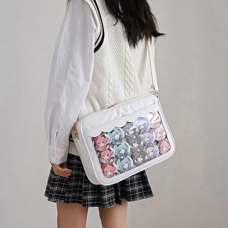 Japanese Harajuku Ita Bag for Women PU Transparent Pocket Itabag High School Girls Uniform JK Crossbody Shoulder Bag_4