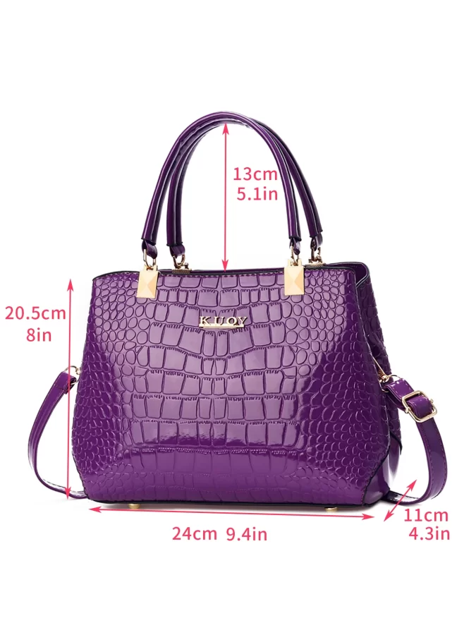 Fashionable Womens Crocodile Pattern Shoulder Bag - Stylish & Durable PU Leather Handbag with Removable Cross-body Strap for Eve_1