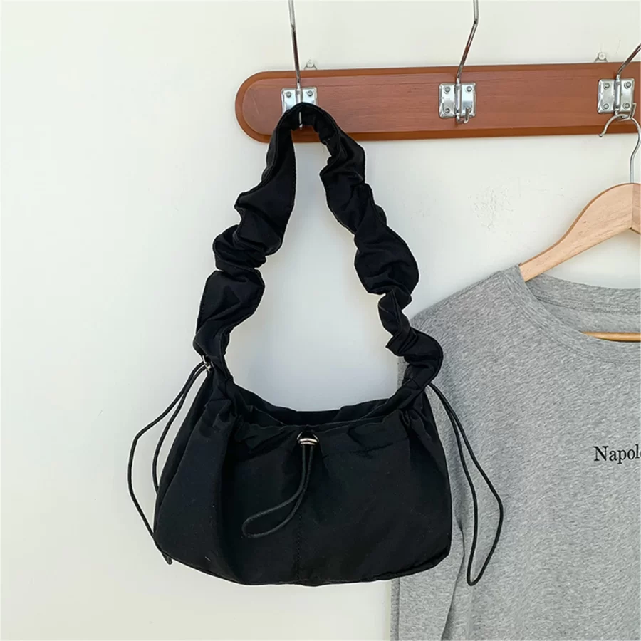 Vintage Wrinkled Shoulder Bag for Women Simple Versatile Commuting Fashion Brand Designer High Quality Drawstring Underarm Bag_8