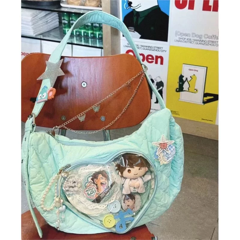 JIAERDI Heart Transparent Ita Bags Handbag Women Japanese Lace Soft Casual Crossbody Bags Female Sweet Cute Messenger Bag Y2k_2