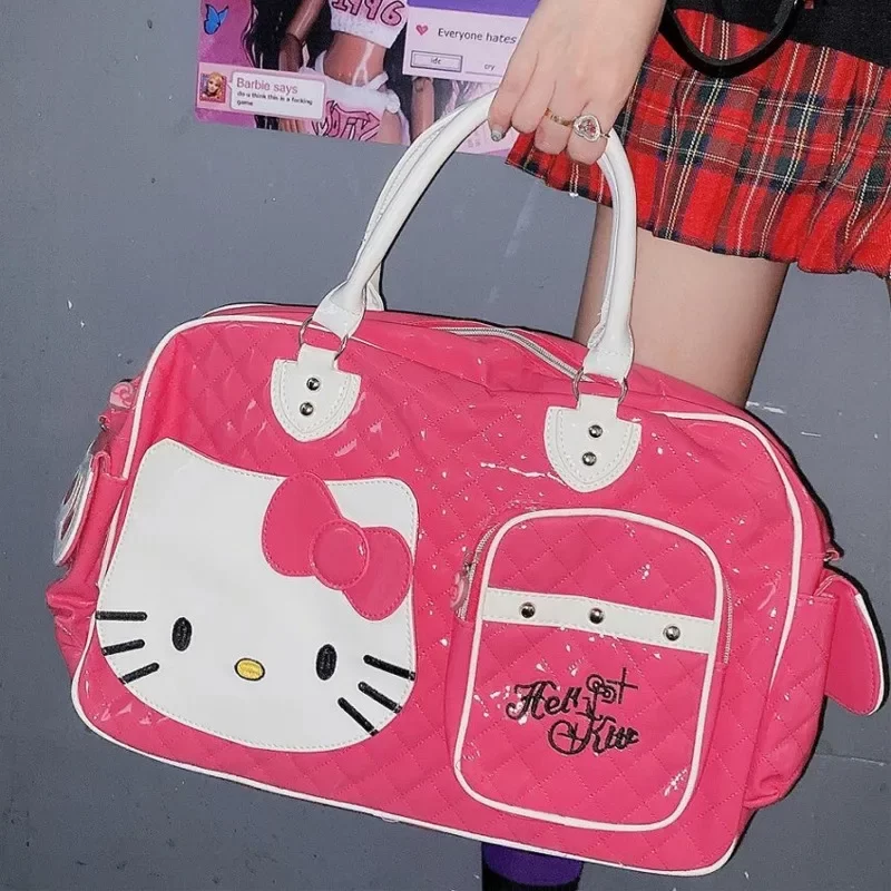 Sanrio Hello Kitty Large Capacity Crossbody Bag Pink Shoulder Bags For Women Y2k Sweet Girl PU Leather Handbag_7