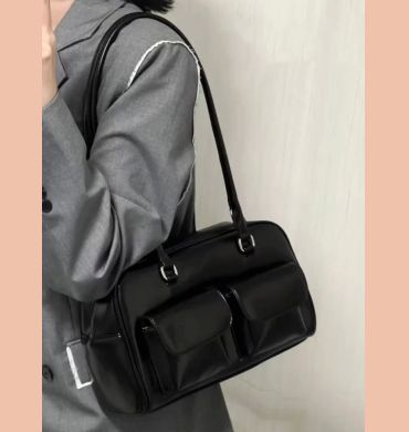 Vintage Tender Preppy Girls Shoulder Bags Streetwear Fashion All Match Handbags Women Casual Solid Underarm Bag Y2k Aesthetic