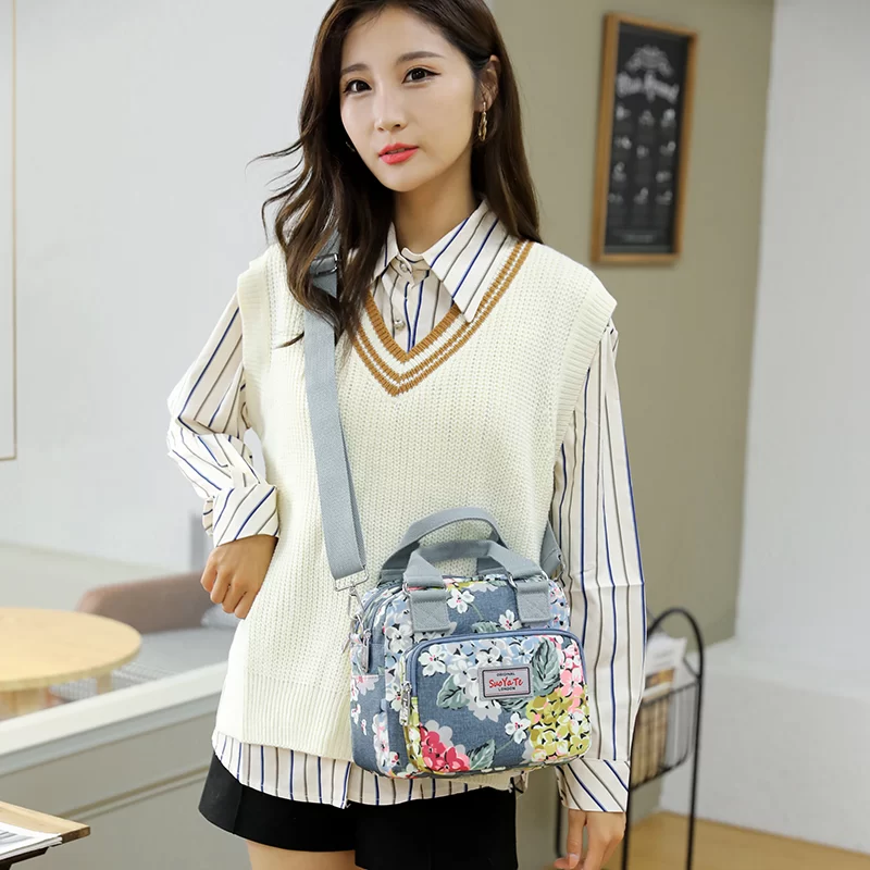 Brand Women Crossbody Bag portable Female Shoulder bags Printed Flower Nylon Messenger Bags Multi-pocket Ladies Handbags Bolsa_6