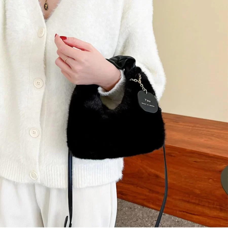 New Winter Plush Bag Long Fur Handbag Women's Crossbody Bag Fashion Trend Shoulder Bag Purses and Handbags_5