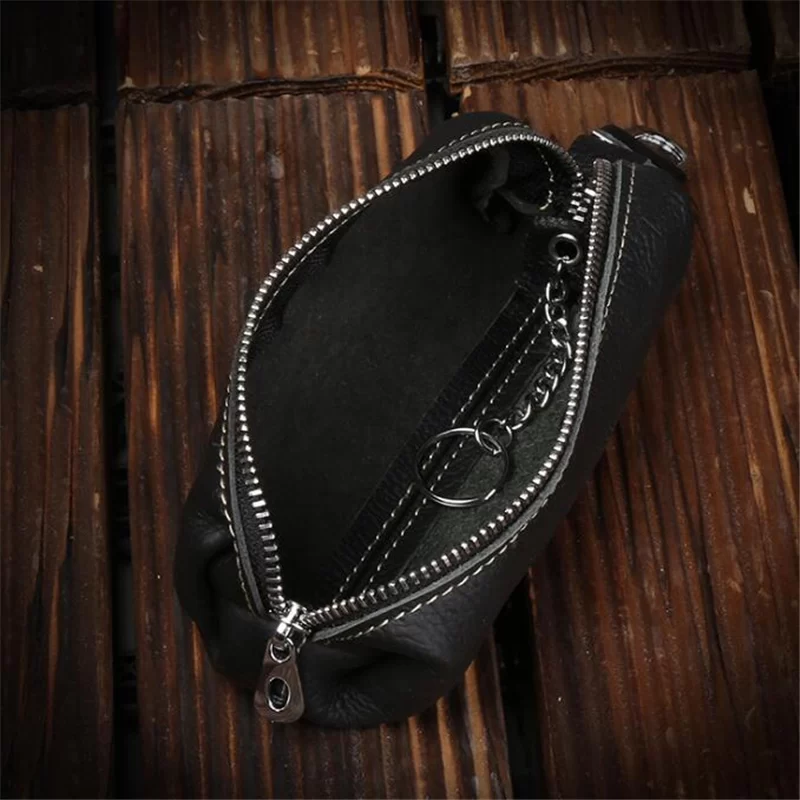 Genuine Cow Leather Men Women Key Bag Small Business Kay Case Women Housekeepers Wholesale purse keychain  keychain wallet_4