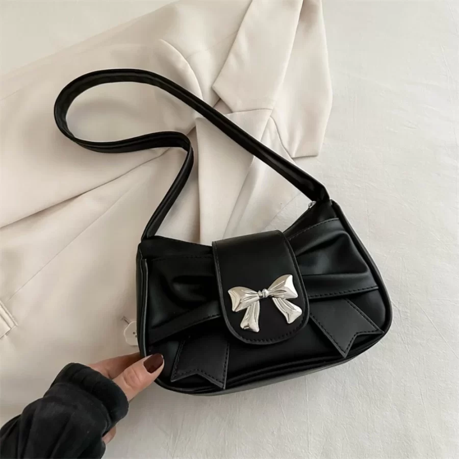 Trendy Shoulder Bag Hot Sale Casual PU Leather Totes Bag Retro Large Capacity Business Women's Bag Lady Bow Handbag Underarm Bag_8