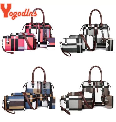 Luxury Handbags plaid Women Bags Designer New tassel Purses and Handbags Set 4 Pieces Bags Female Feminina travel tote