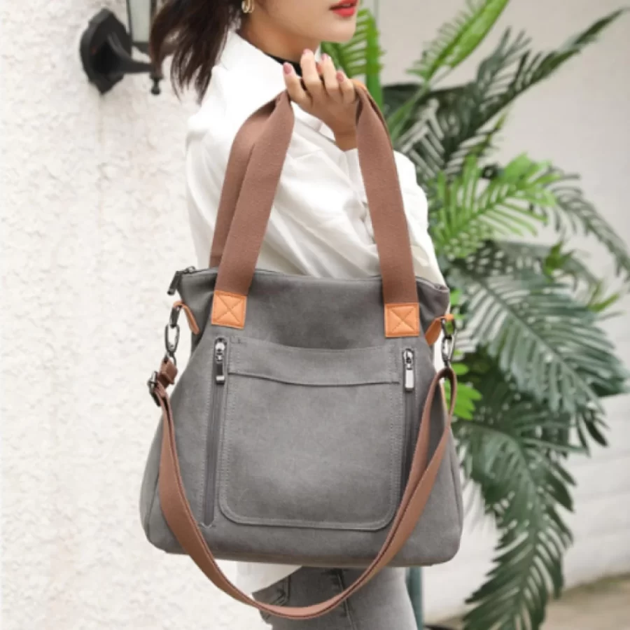 Women's Versatile Handbag Large Capacity Canvas Casual Shoulder Crossbody Bag_1