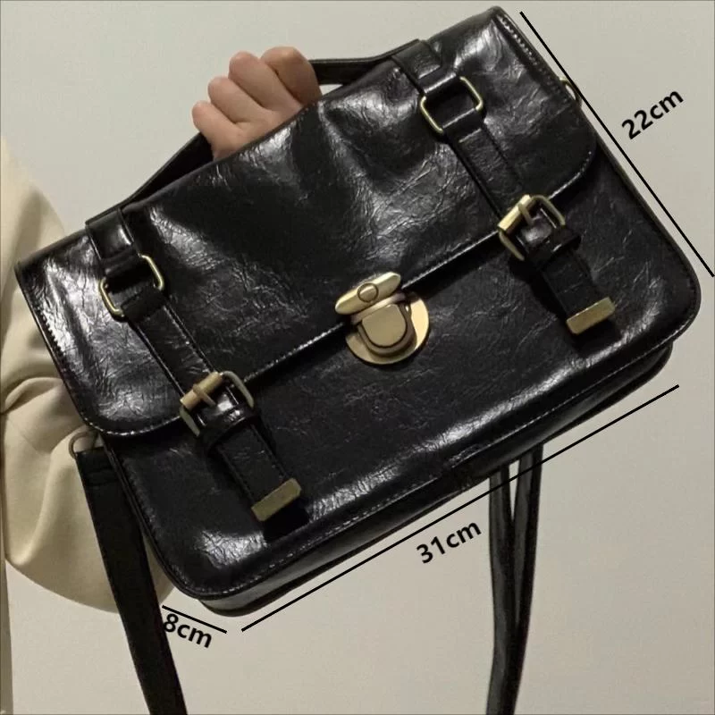 Vintage Female Leather Messenger Bag Women Large Capacity Shoulder Crossbody Bags Student School Bags Fashion Commuter Backpacks_3