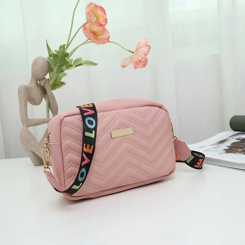 Embroidered Camera Bag PU Material Casual Small Square Bag Versatile Single Shoulder Bag Printed Shoulder Strap_6