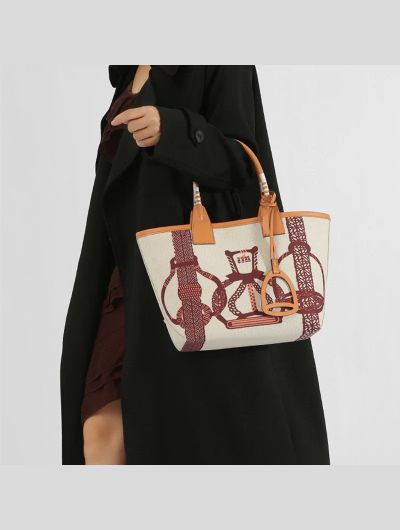 2025 Trendy High Quality Tote Bag for Women Geometric Printed Top Handle Satchel Handbag Purses Canvas Fashionable Shopper Bag