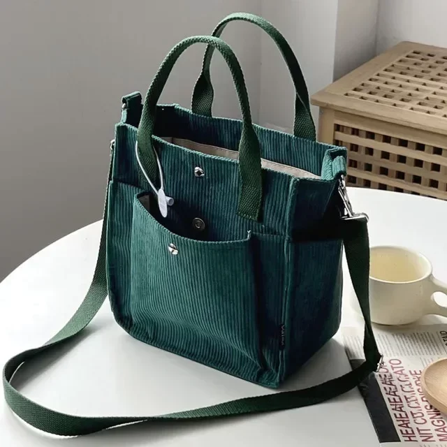 Large Corduroy Women's Shoulder Bag Canvas Ladies Tote Bag Fashion Handbag Messenger Bags Student Crossbody Shopper Bag Casual_7