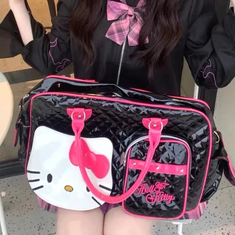 Sanrio Hello Kitty Large Capacity Crossbody Bag Pink Shoulder Bags For Women Y2k Sweet Girl PU Leather Handbag_4