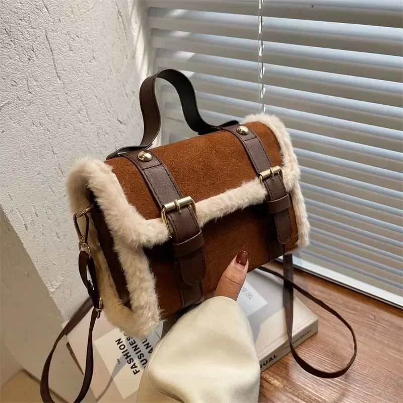 Winter Women Crossbody/shoulder Bag 2023 New Lamb Plush Velvet Bag Lady Small Square Handbag French Korea Style_2