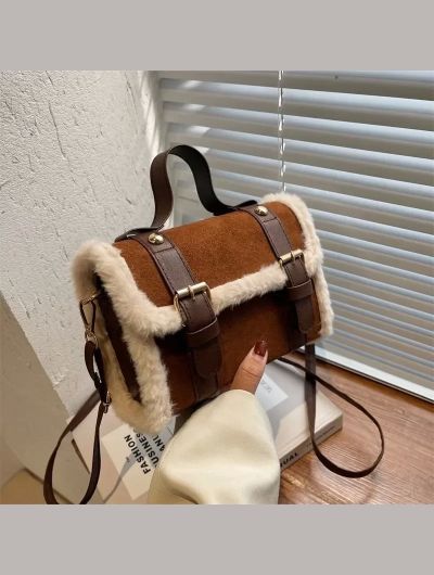 Winter Women Crossbody/shoulder Bag 2023 New Lamb Plush Velvet Bag Lady Small Square Handbag French Korea Style