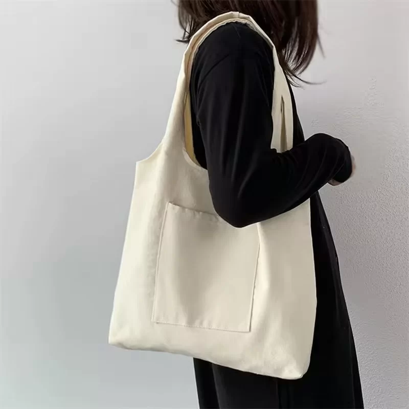 Canvas Bag for Women Shopper Handbags Environmental Storage Reusable Canvas Shoulder Tote Bag School Bags Girl Christmas Gift_4