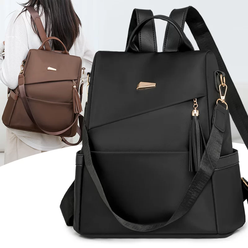 Fashion Tassel Decorative Women’s Nylon Anti-theft Backpack Casual Travel Female Shoulder Bag Large Capacity Student School Pack_2