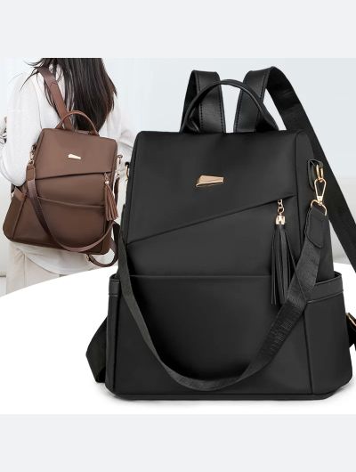 Fashion Tassel Decorative Women’s Nylon Anti-theft Backpack Casual Travel Female Shoulder Bag Large Capacity Student School Pack