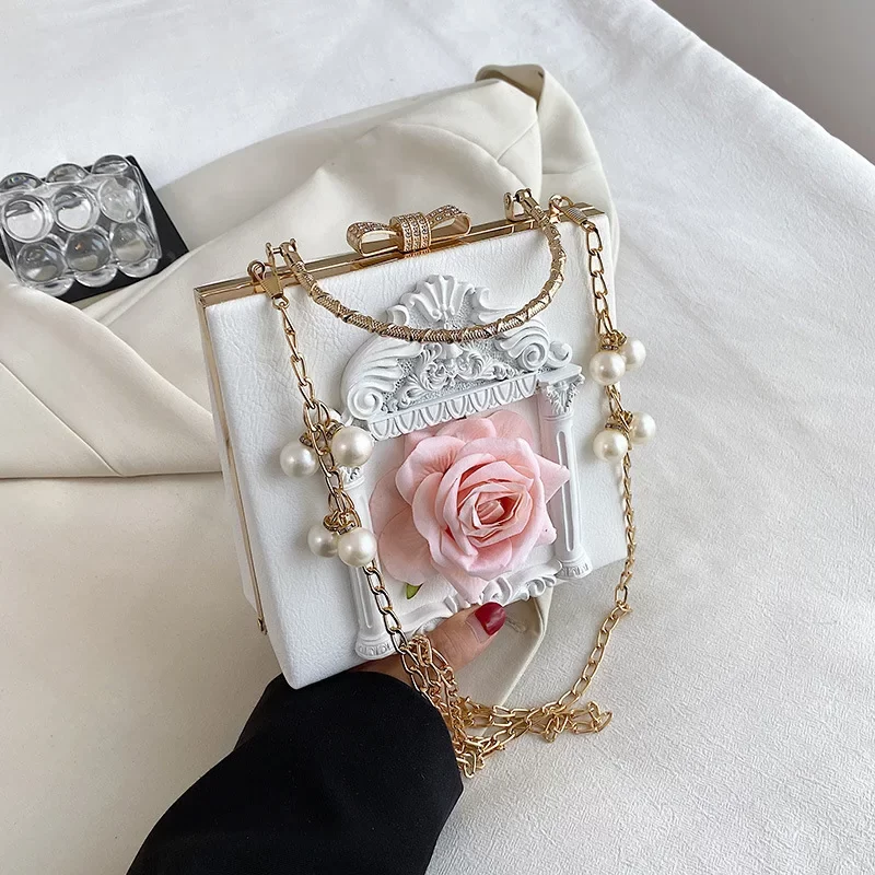 New Women Bag Vintage Relief Angel Flower Chain Handbag Niche Single Shoulder Crossbody Bag for Women 2023 New Fashionable Bags_6