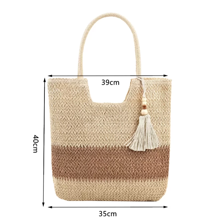 Straw Beach Bag Summer Woven Tote Bag with Tassels Large Shoulder Bag for Women Straw Purses and Handbags Rattan Boho Bag Raffia_6