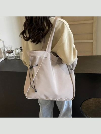 Casual Fashion Large Capacity Tote Bag Simple Travel Bag Women Large Shoulder Bag Aesthetic Handbags Drawstring Tote Handbag