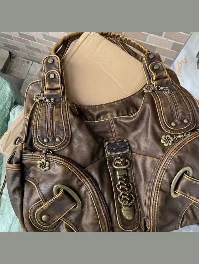 JIAERDI Vintage Brown Y2k Handbag Women Retro Subculture Leather Large Capacity Shoulder Bags Ladies Harajuku Aesthetic Tote Bag