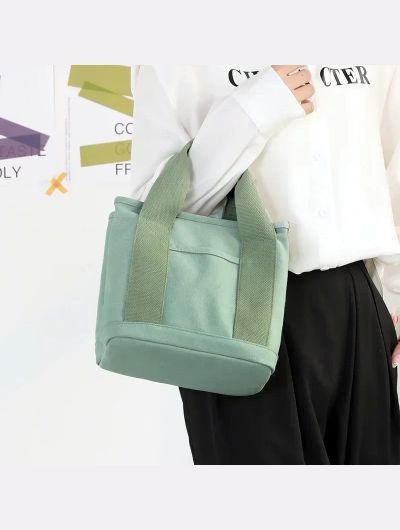 Small Bag with Zipper This Thousand Layer Bags Small Lady Single Shoulder Portable Thickened Canvas Mobile Phone Bucket Tote Bag