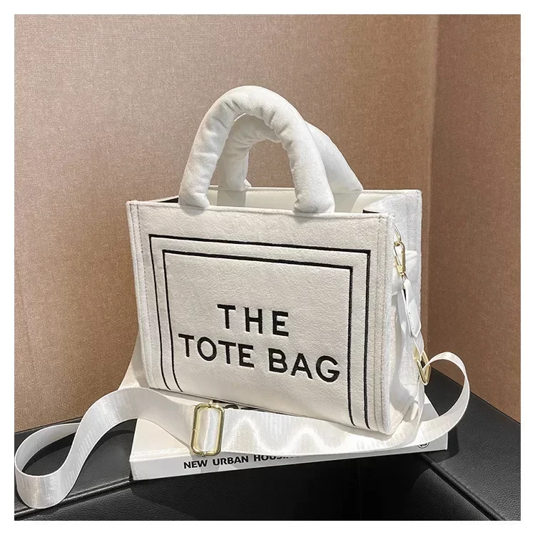 Female Square Tote Crossbody Bag Aesthetic Velour Elegant Letter Print Ladies Shoulder Bags Top Handle Women's Charisma Handbags_9