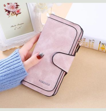 New buckle women's Korean version wallet three fold fashion women's bag multi-card women's purse frosted two-tone fabric