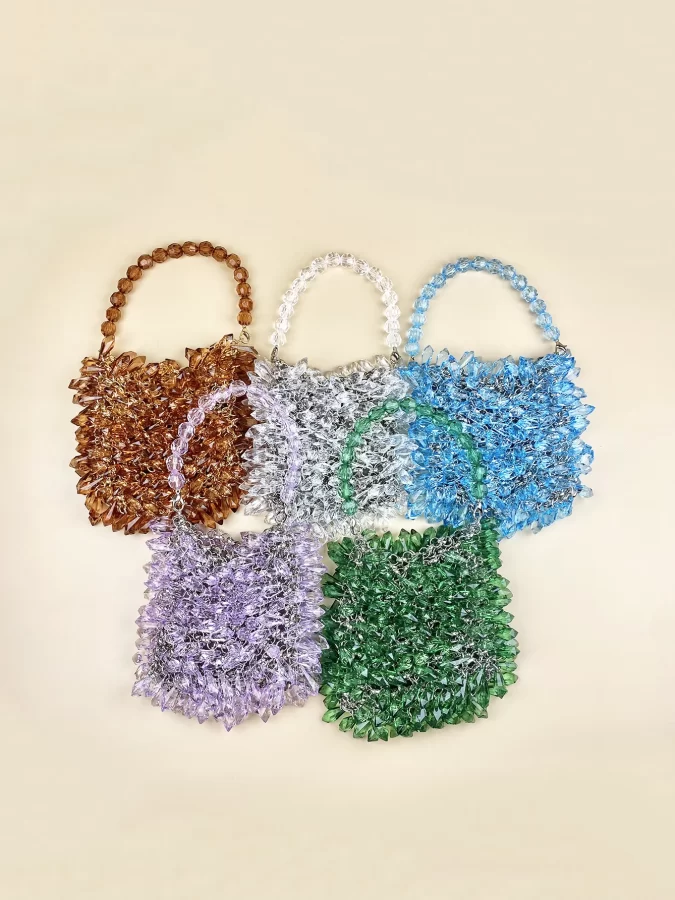 Small and Handmade Acrylic Solid Color Beads Women's Handheld Water Drop Bag Fashionable and Elegant Dinner Bag_1