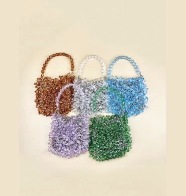 Small and Handmade Acrylic Solid Color Beads Women's Handheld Water Drop Bag Fashionable and Elegant Dinner Bag